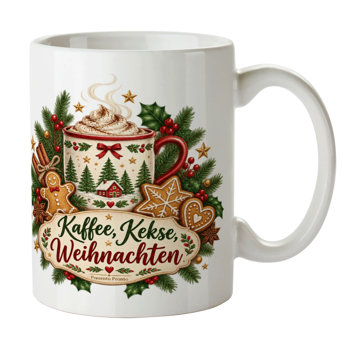 Gemütliche Tasse zu Weihnachten für Kaffeeliebhaber mit Lebkuchen