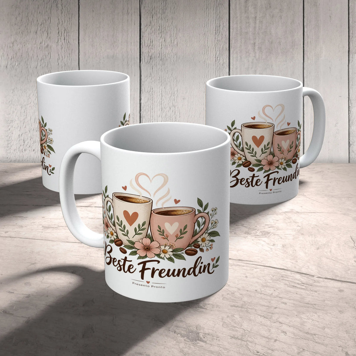Herzliche Tasse für die beste Freundin mit Kaffeetassen