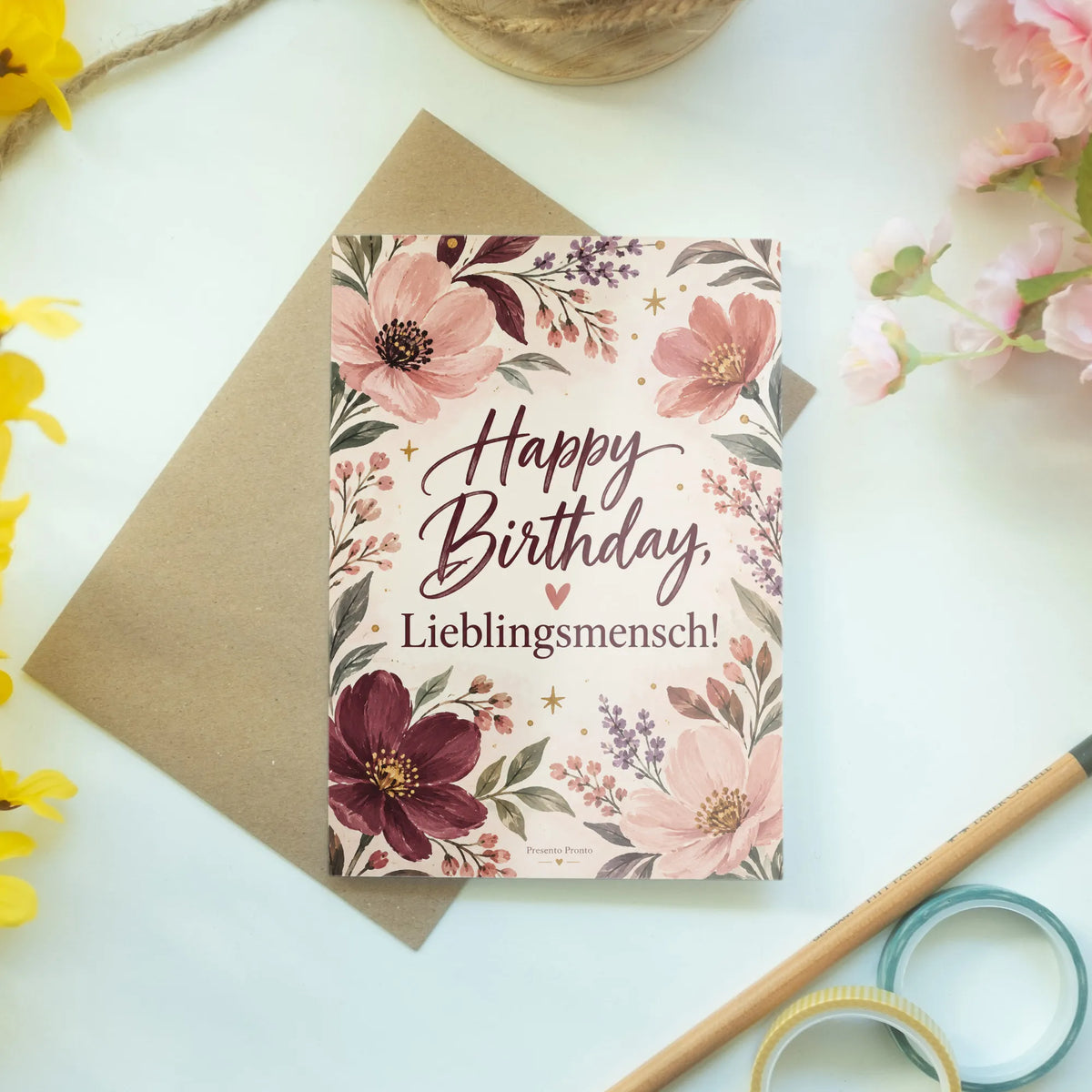 Elegante Glückwunschkarten zum Geburtstag mit Wildblumen