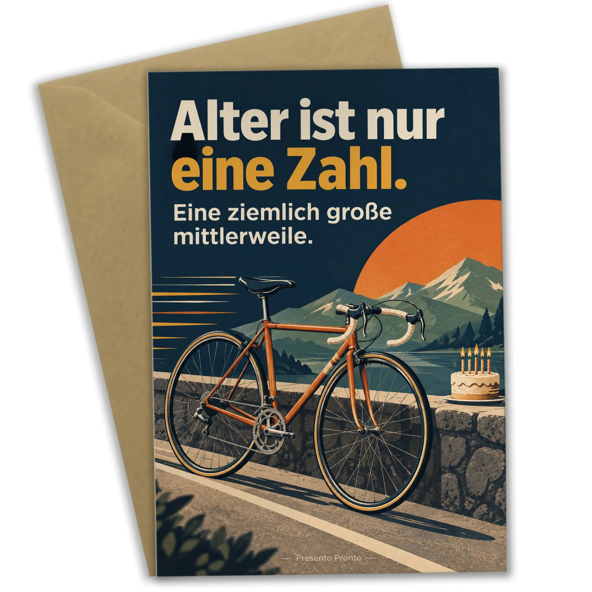 Lustige Glückwunschkarten zum Geburtstag mit Vintage-Rennrad