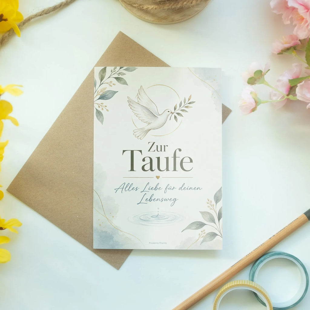 Elegante Glückwunschkarte zur Taufe mit Taube|p:2017022|h:bf24e6934ec9ed8866591aaede2fb6d7