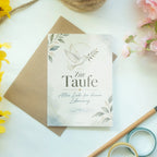Elegante Glückwunschkarte zur Taufe mit Taube|p:2017022|h:bf24e6934ec9ed8866591aaede2fb6d7