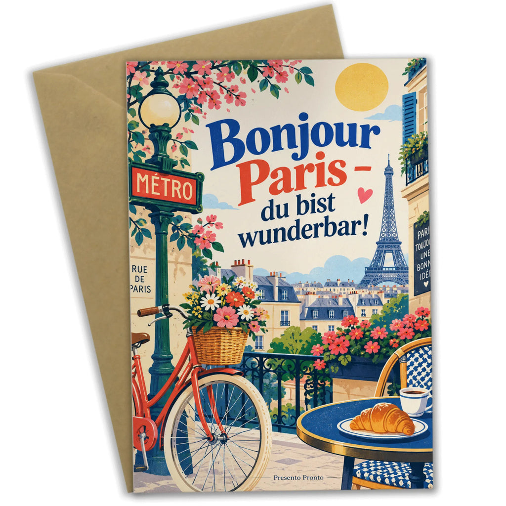 Fröhliche Klappkarte Paris für Fans mit Eiffelturm|p:2017023|h:eb3e2802b03281b449c1eb842448ce4b