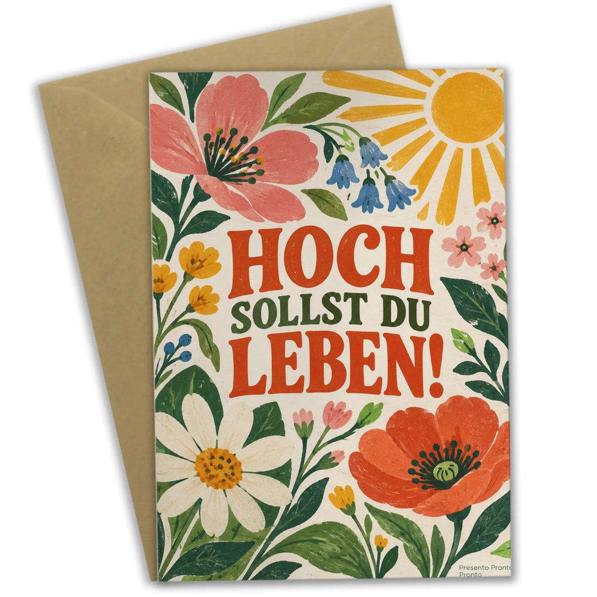 Fröhliche Glückwunschkarte zum Geburtstag mit Wildblumen