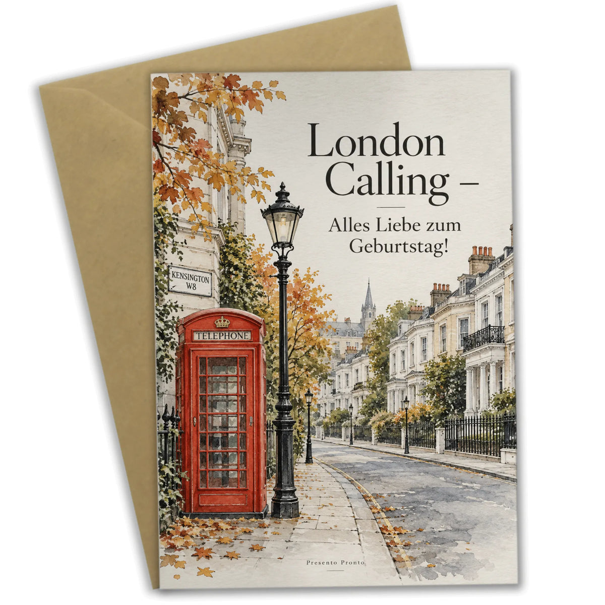 Elegante Klappkarte London zum Geburtstag mit Telefonzelle