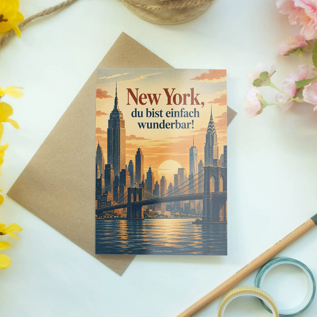 Herzliche Klappkarte New York für Fans mit Skyline im Abendlicht|p:2017046|h:f21ab1a656e36cde92b645d75fa65326
