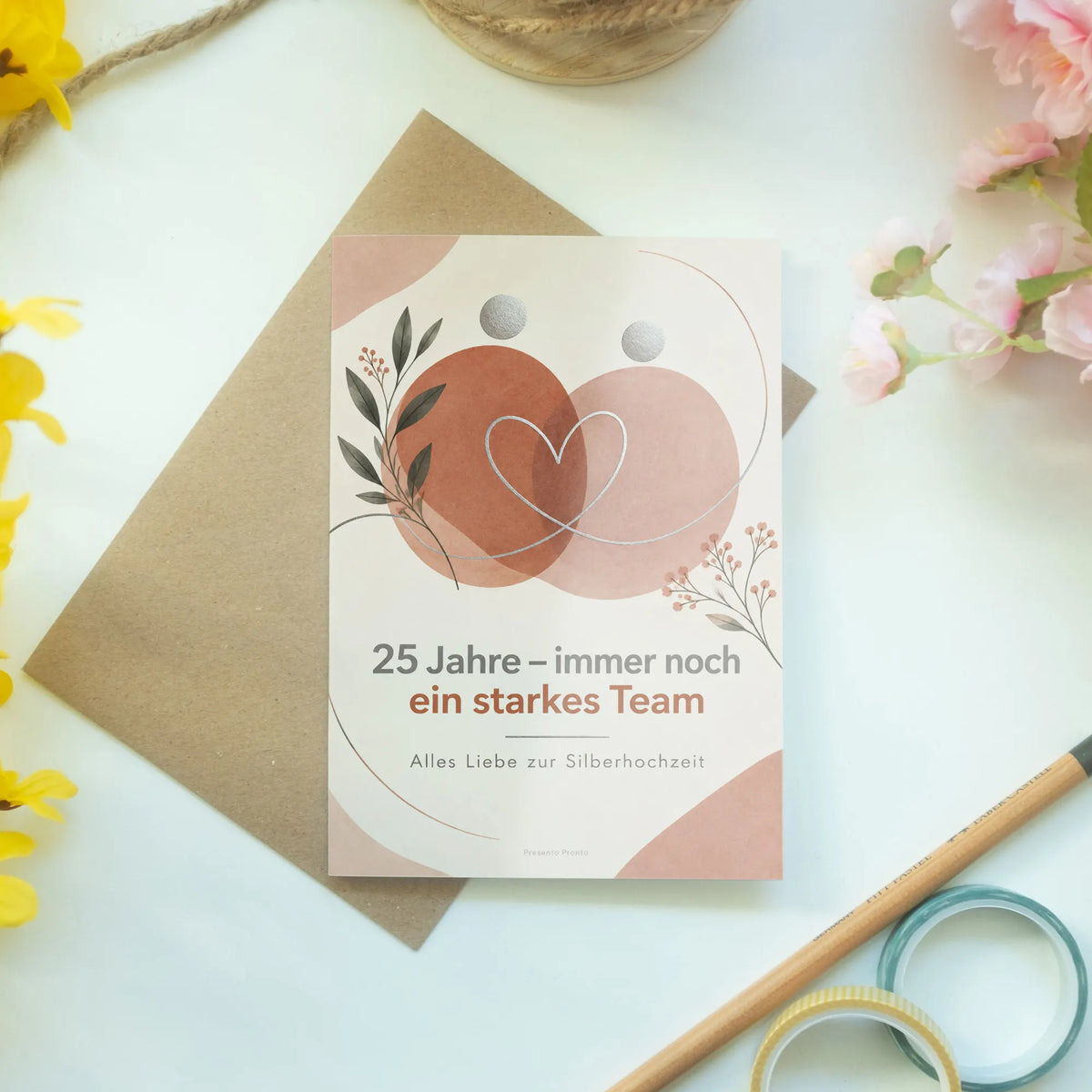 Herzliche Glückwunschkarte zur Silberhochzeit Eheringe