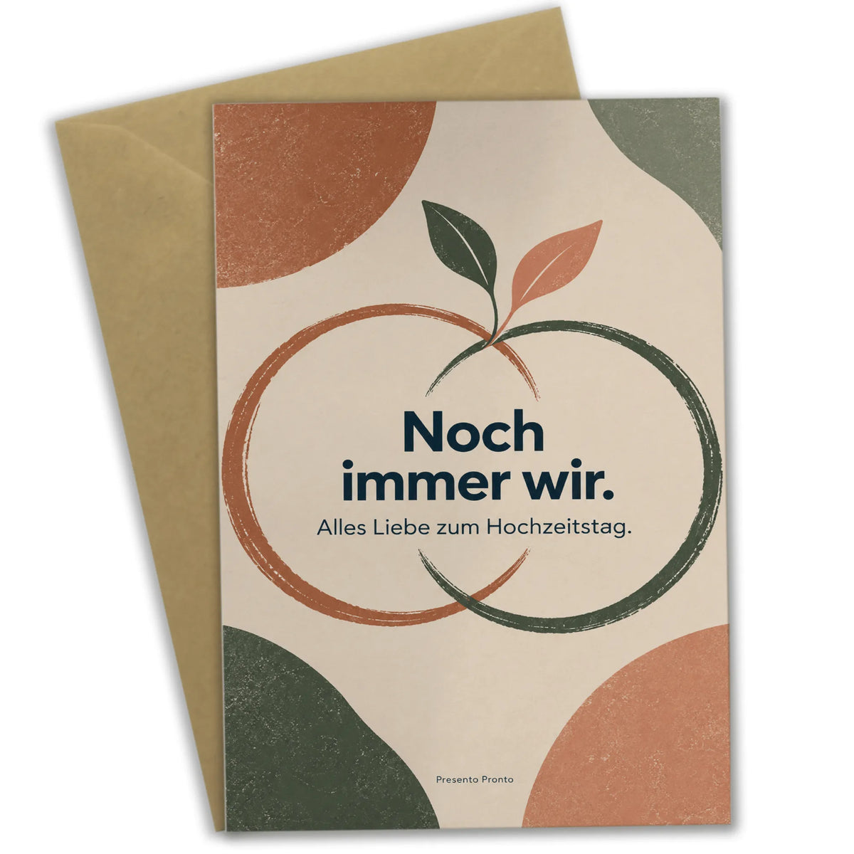 Elegante Glückwunschkarte zum Hochzeitstag mit Blättern