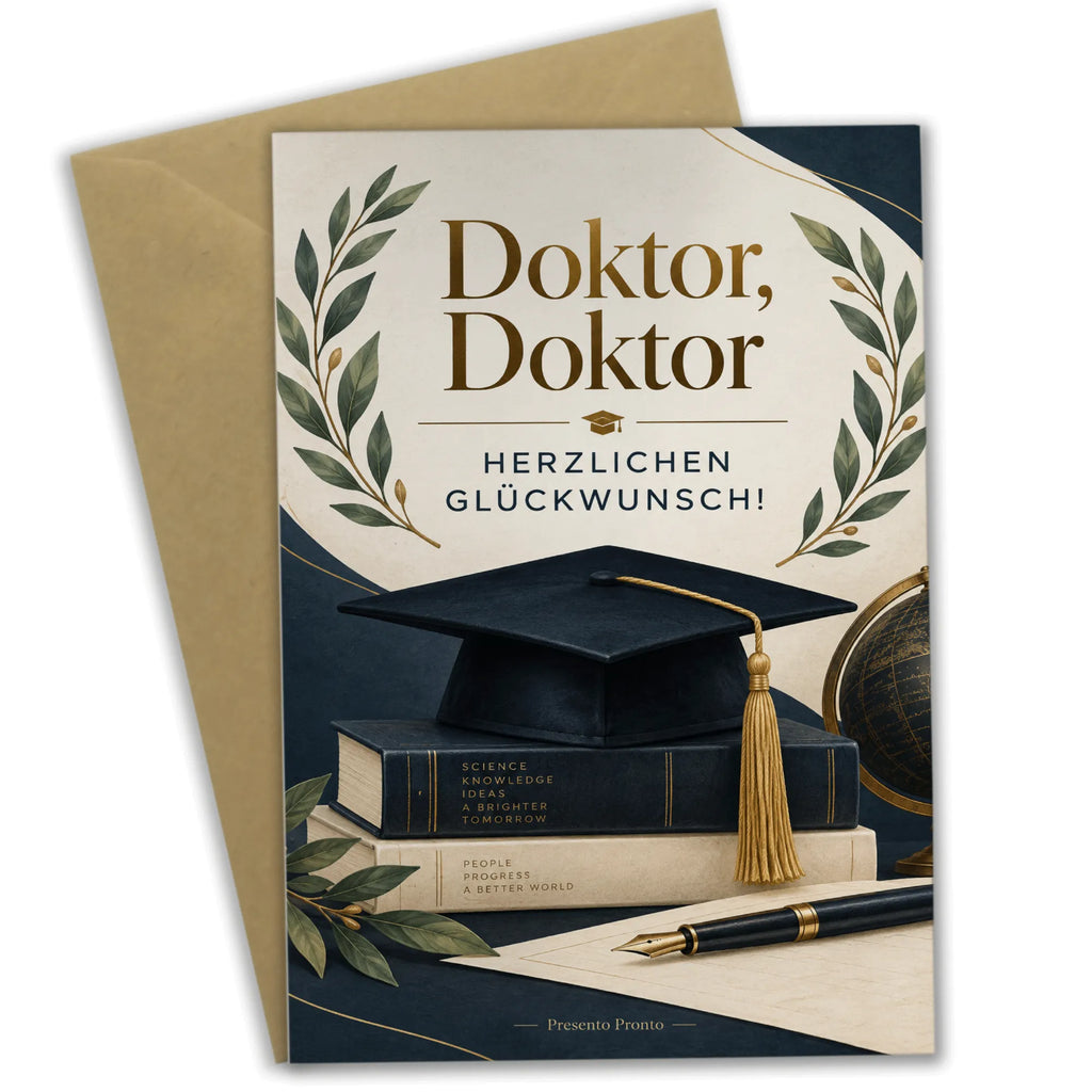 Elegante Glückwunschkarte zum Doktortitel mit Doktorhut|p:2017073|h:6c19b23cc5e189e2fa4d70d23d2b7a95