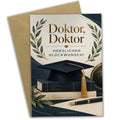 Elegante Glückwunschkarte zum Doktortitel mit Doktorhut