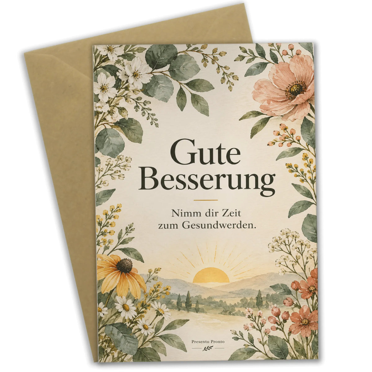 Herzliche Grußkarte zur guten Besserung mit Wildblumen