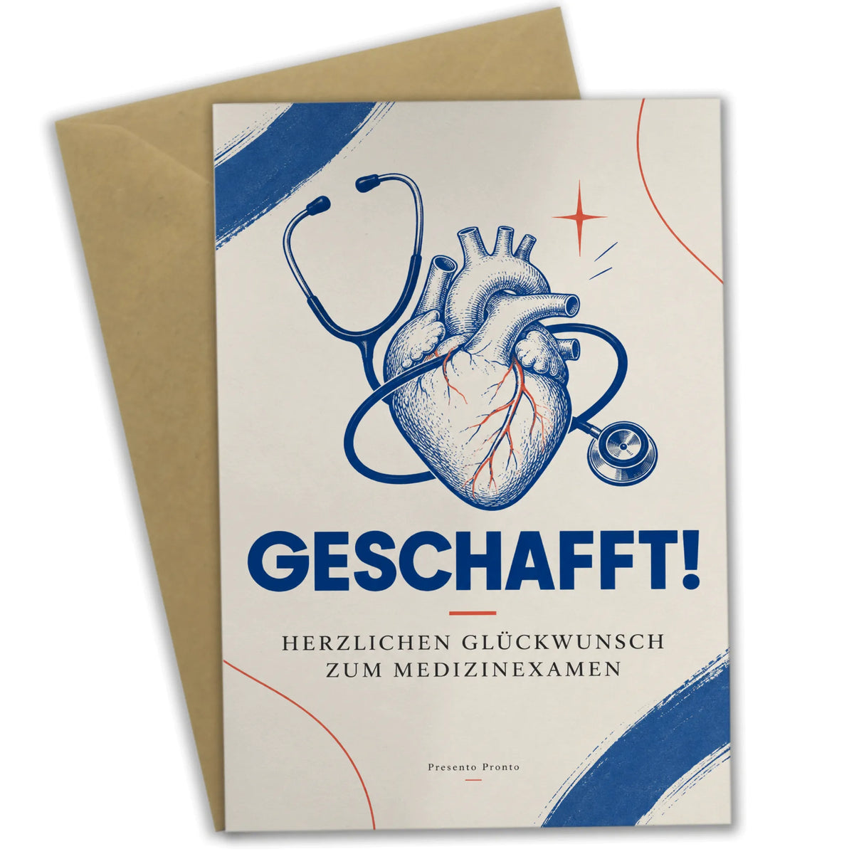 Herzliche Glückwunschkarte zum Medizinexamen mit anatomischem Herz