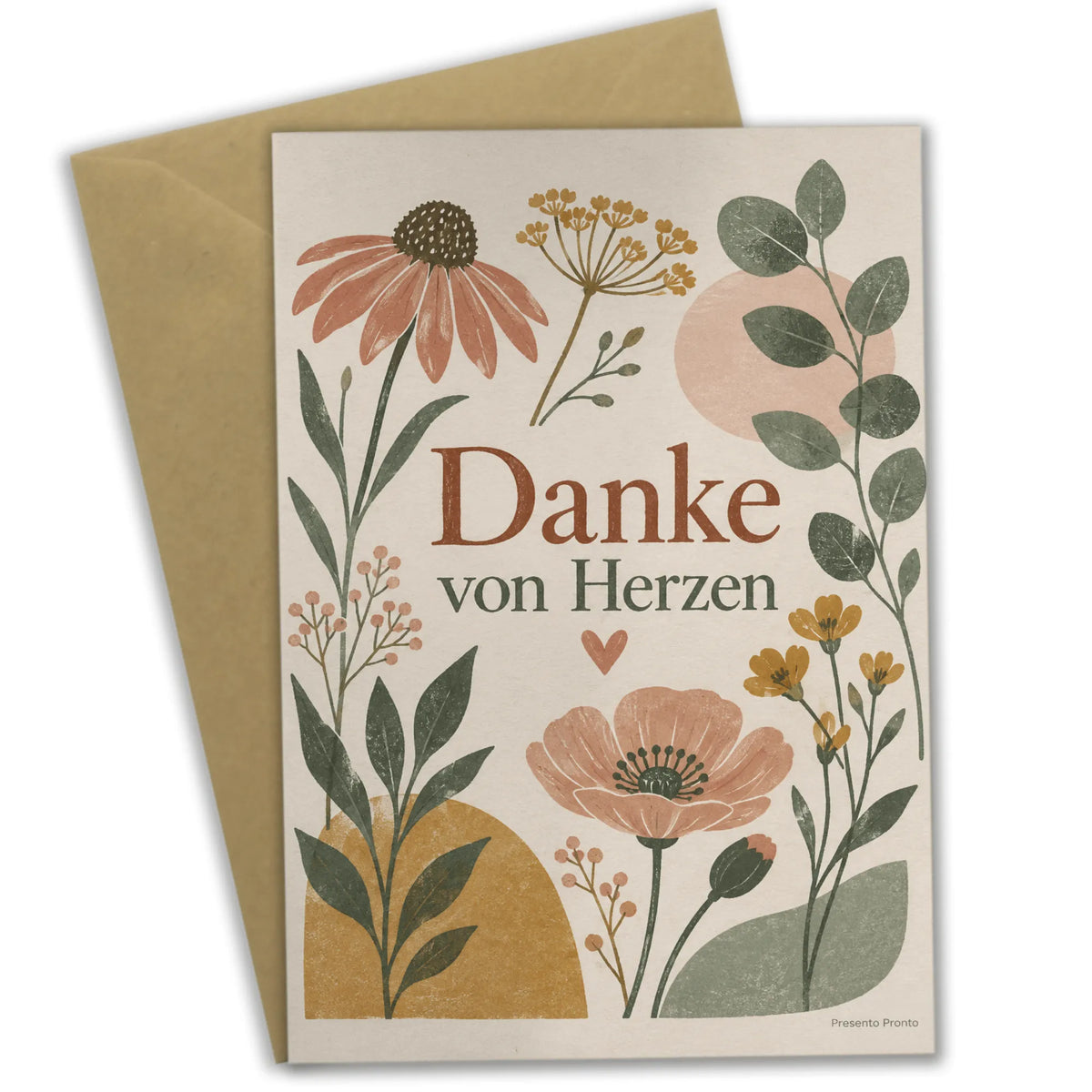 Herzliche Grußkarte zum Danke sagen mit Wiesenblumen