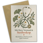Elegante Glückwunschkarte zum Medizinexamen mit Stethoskop|p:2017106|h:d62ea0916139de69c7a690746514e43b