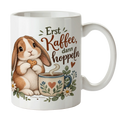 Lustige Hasentasse für Kaffeefans mit Kaninchen und Keks