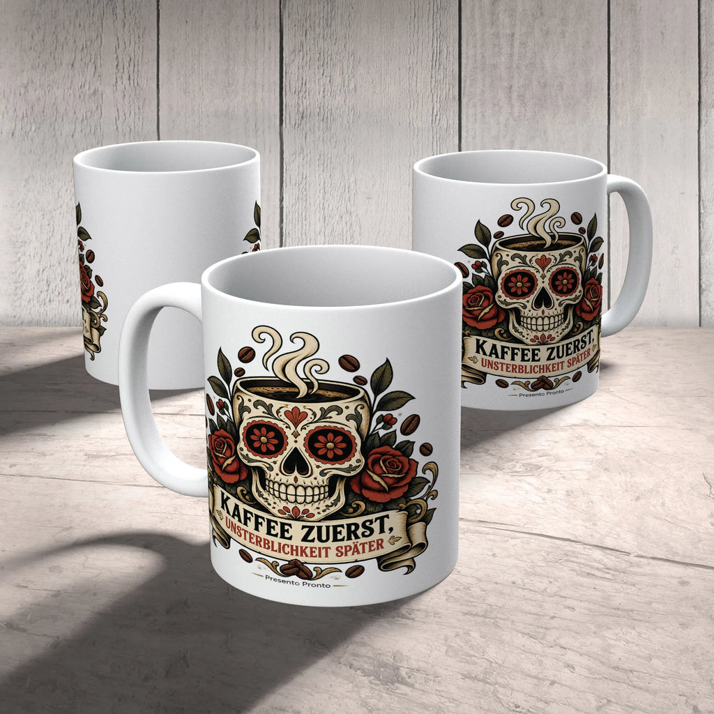 Lustige Totenkopftasse für Kaffeefans mit Zuckerschädel|p:2017116|h:f63616af1ac99f5feafa7fc99f7aeddc