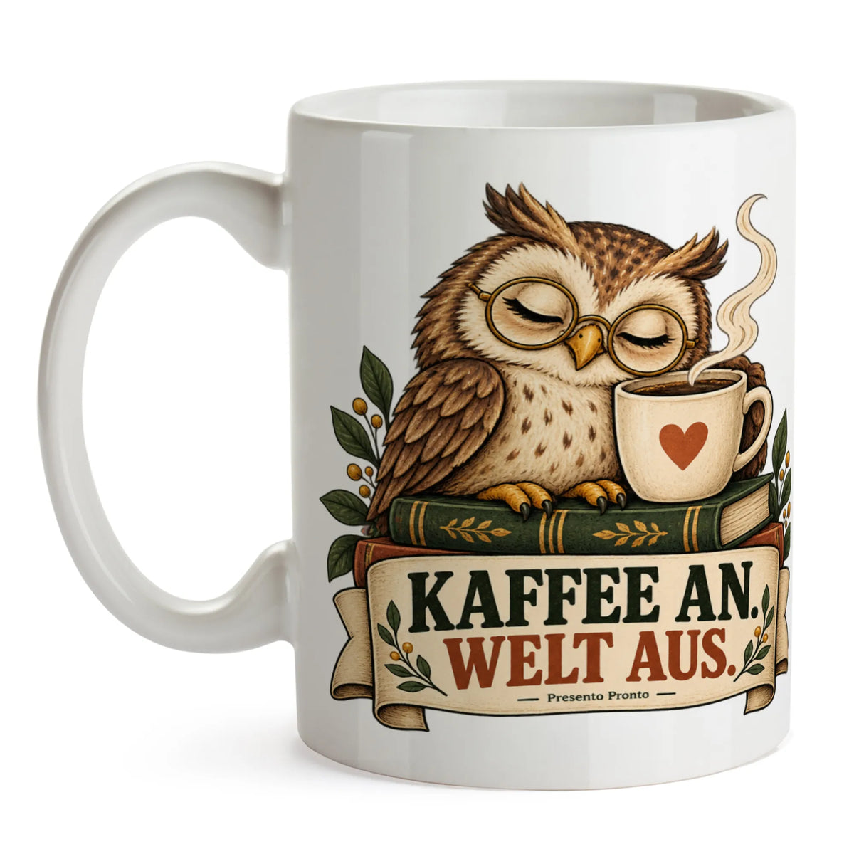 Lustige Eulentasse für Kaffeefans mit Brillenuhu