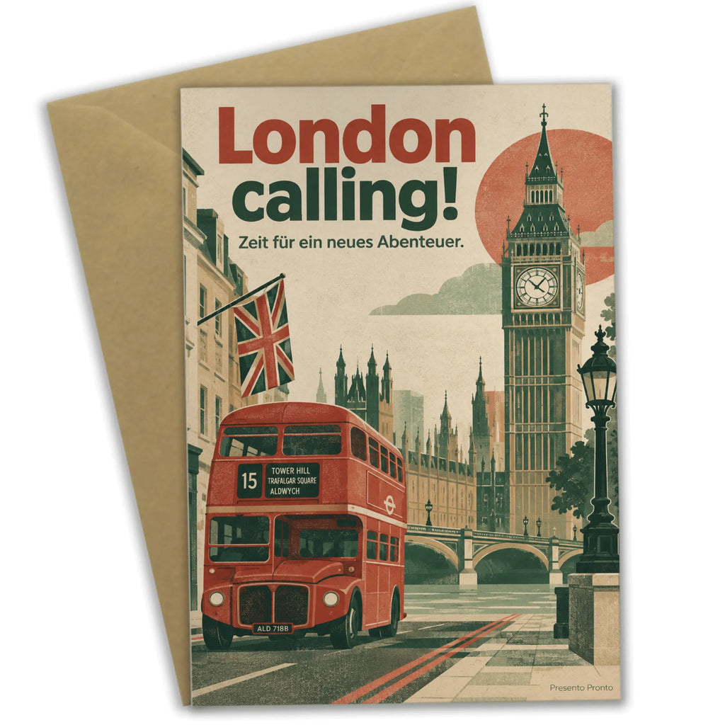 Abenteuerlustige Grußkarte London für Reisende mit Doppeldecker|p:2017143|h:05429edc30ed43de134ad80fdffc2286