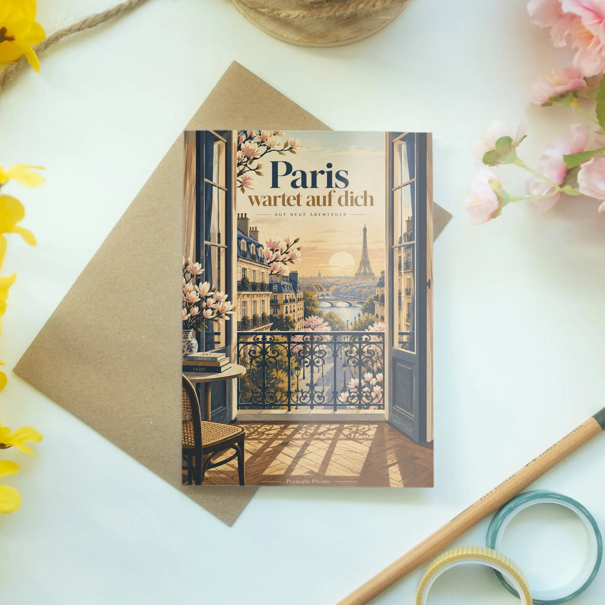Inspirierende Grußkarte Paris für Abenteuerlustige