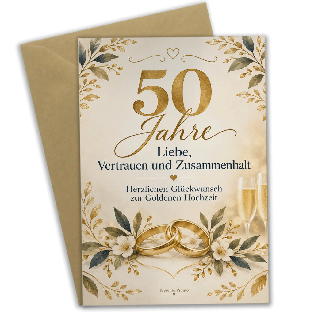 Elegante Glückwunschkarte zur Goldenen Hochzeit mit Eheringen|p:2017149|h:47f08294230df9d14bedf267ce741e41