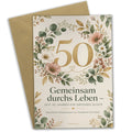 Herzliche Glückwunschkarte zur Goldenen Hochzeit mit Blumenkranz
