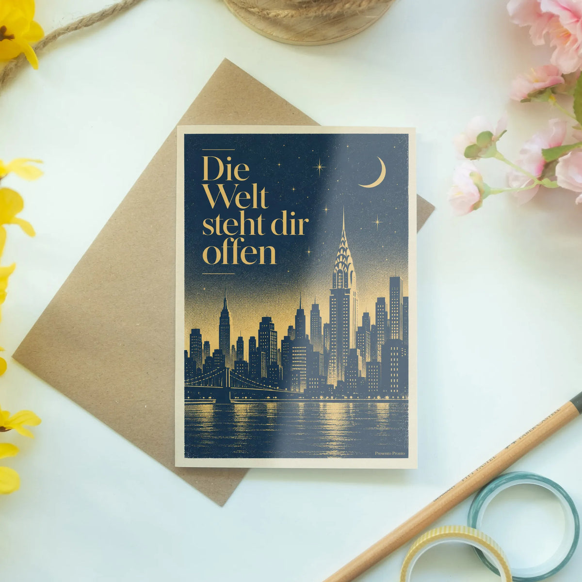 Ermutigende Grußkarte für New York Fans mit Skyline