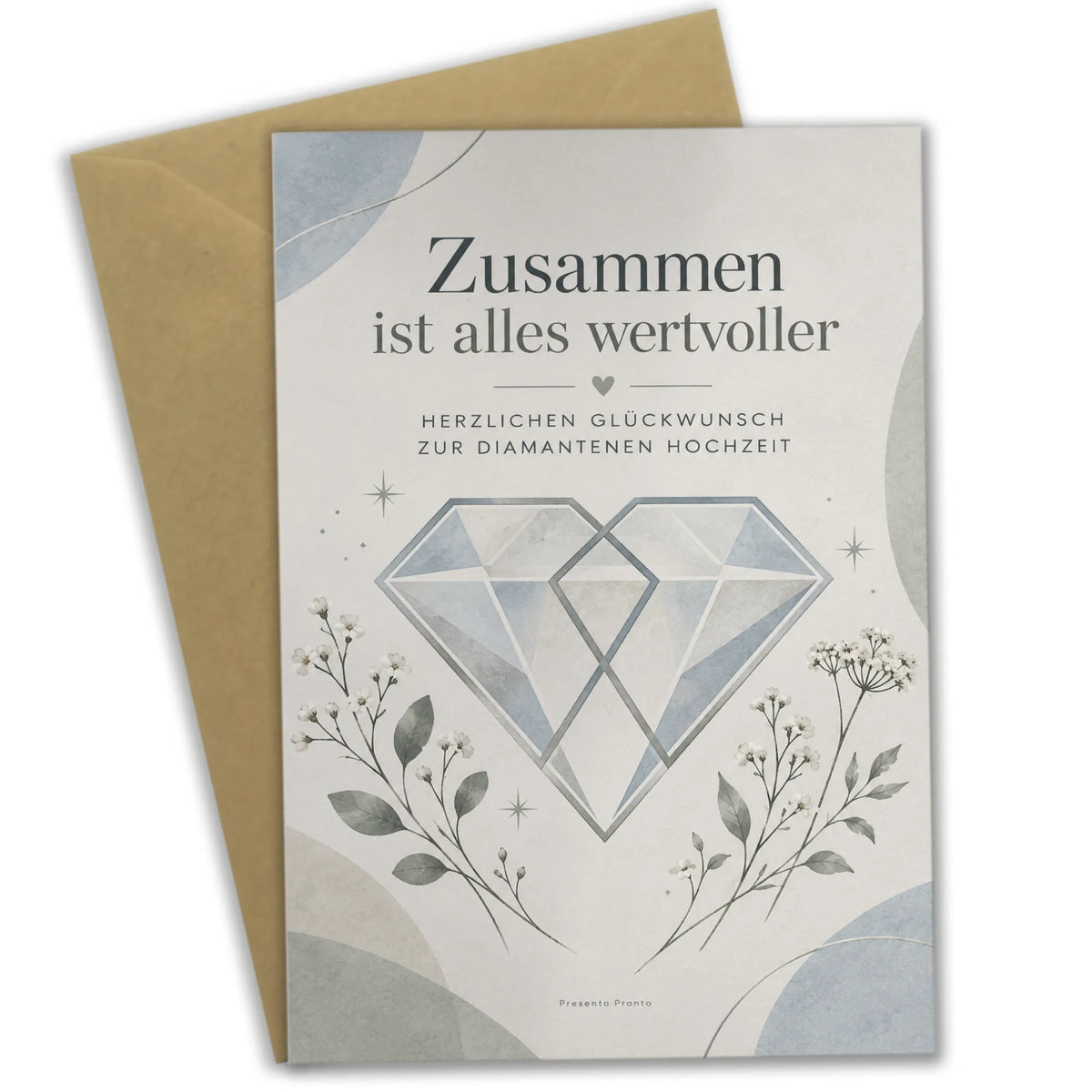 Elegante Grußkarte zur Diamantenen Hochzeit mit Wildblumen