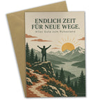 Herzliche Grußkarte zur Rente mit Berglandschaft bei Sonnenaufgang|p:2017168|h:ef969194ff70b89caad91967924f3907