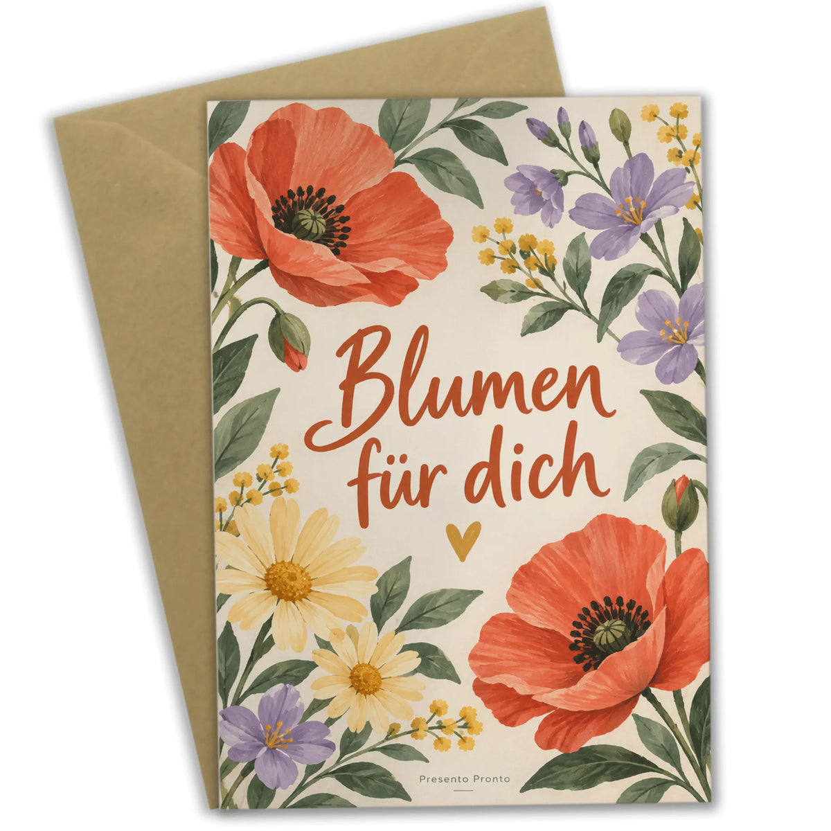 Herzliche Klappkarte mit Blumen für dich