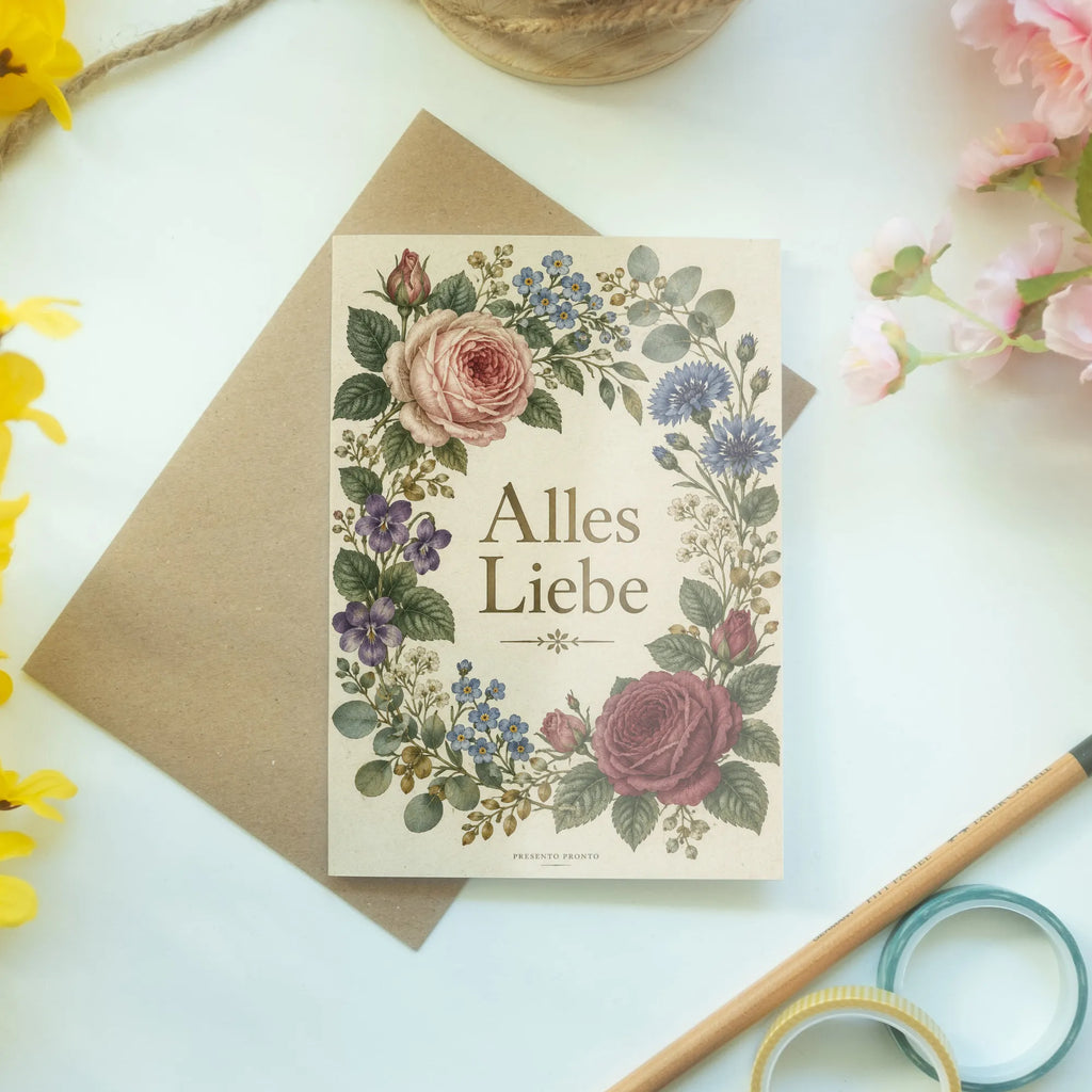 Elegante Klappkarte mit Blumen für liebe Grüße|p:2017179|h:10db5586fff15b3c11be637aee1a7fbe