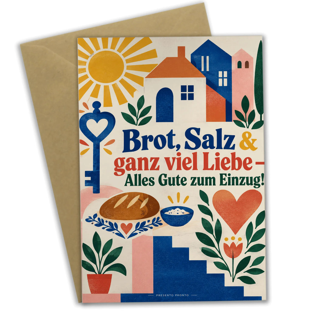 Fröhliche Glückwunschkarte zum Einzug mit Brot und Salz|p:2017189|h:5aee31147bfb5556f84ea8a86c35f9ed