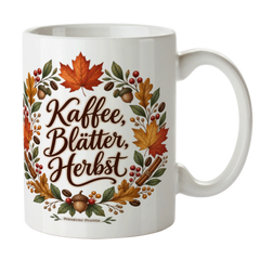 Gemütliche Herbsttasse mit Blätterkranz