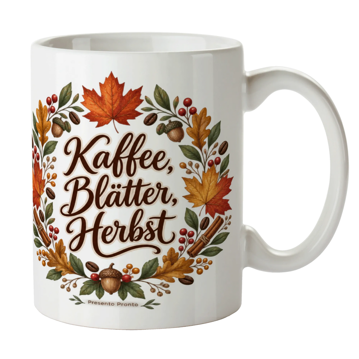Gemütliche Herbsttasse mit Blätterkranz