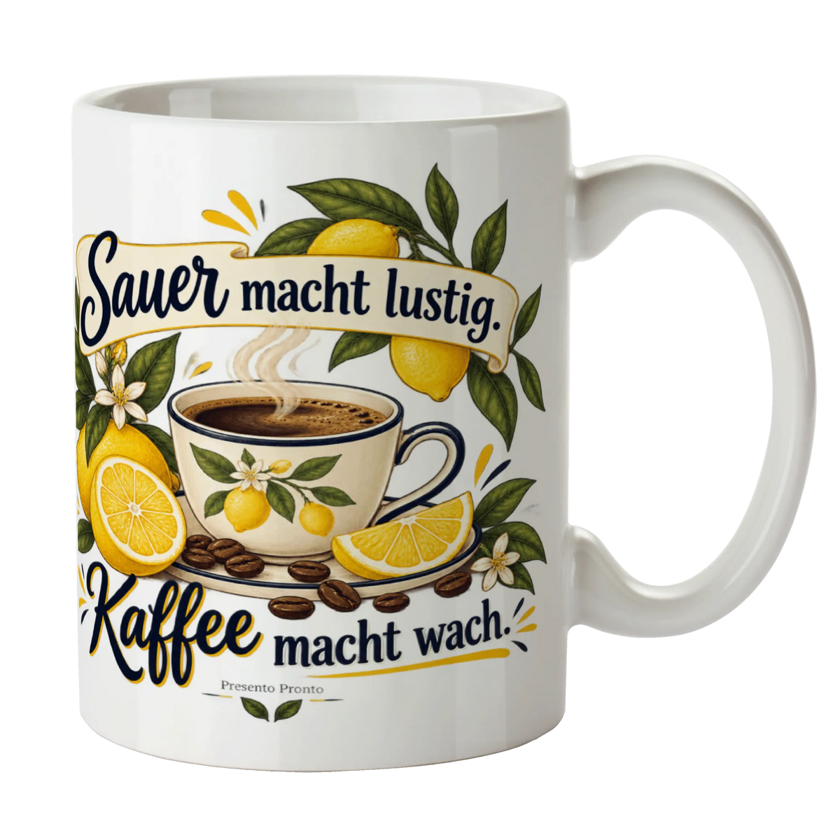Lustiger Kaffeebecher mit Zitrone für Zitronenfans