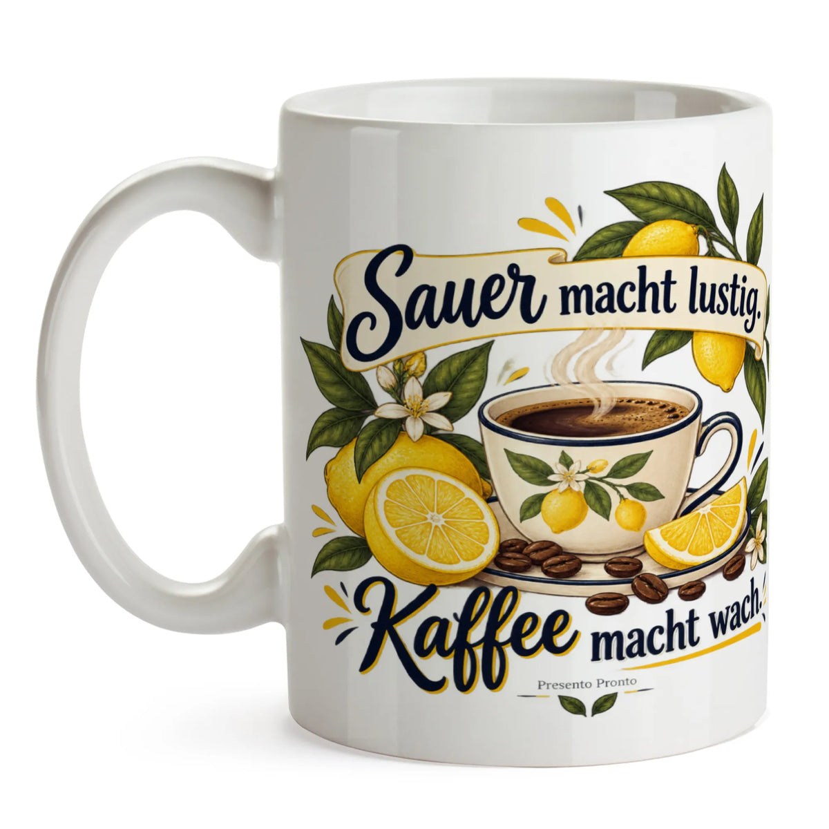 Lustiger Kaffeebecher mit Zitrone für Zitronenfans