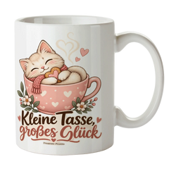 Süße Tasse für Katzenliebhaber mit schlafendem Kätzchen