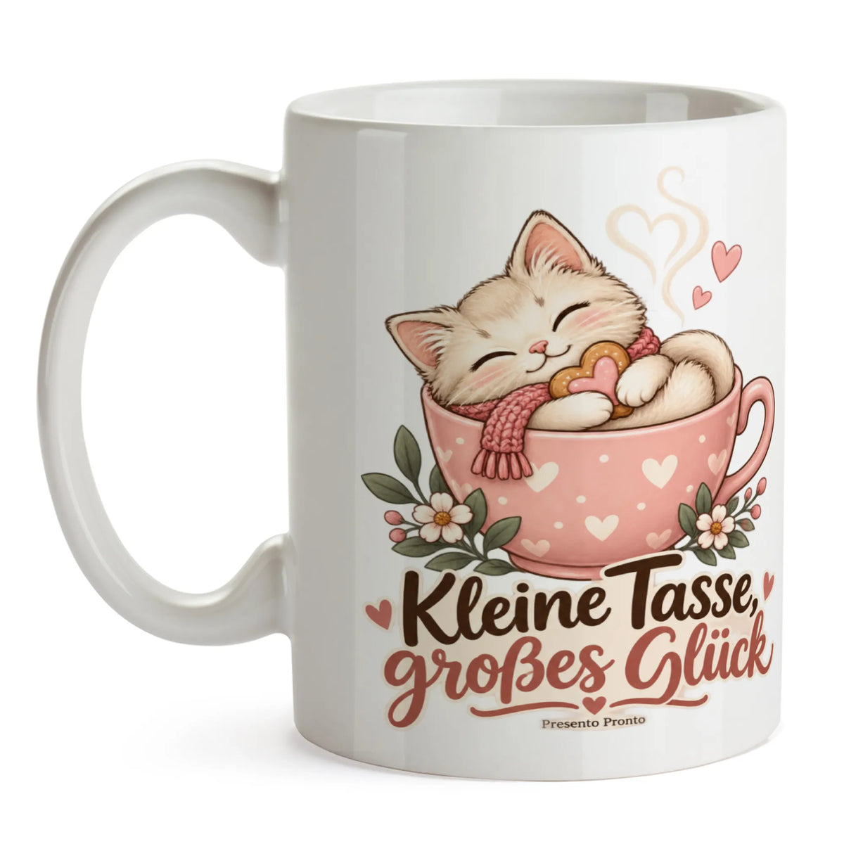 Süße Tasse für Katzenliebhaber mit schlafendem Kätzchen