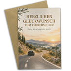 Elegante Glückwunschkarte zum Führerschein mit kleinem Auto|p:2017239|h:42b12f00c7b58820f7d18e2906bb93a5