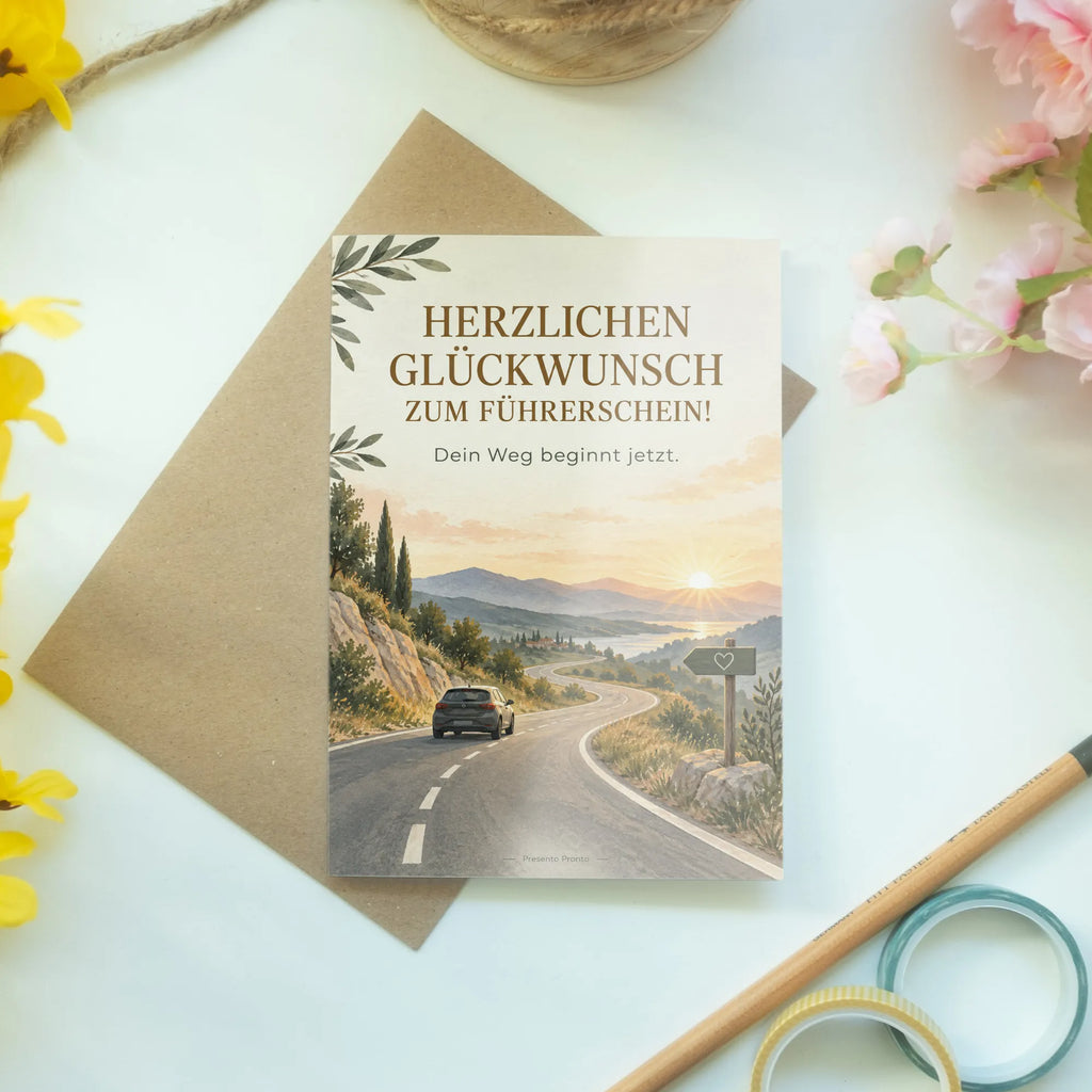 Elegante Glückwunschkarte zum Führerschein mit kleinem Auto|p:2017239|h:1bf45ee77a88fe8b3202d5c55fa40e3f