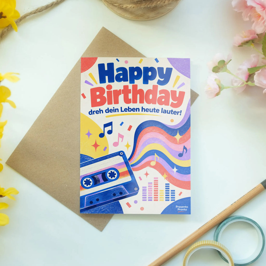 Coole Grußkarte für Musikfans zum Geburtstag mit Kassette|p:2017241|h:e4abfcbe652a9e26b19354fb4c11c649