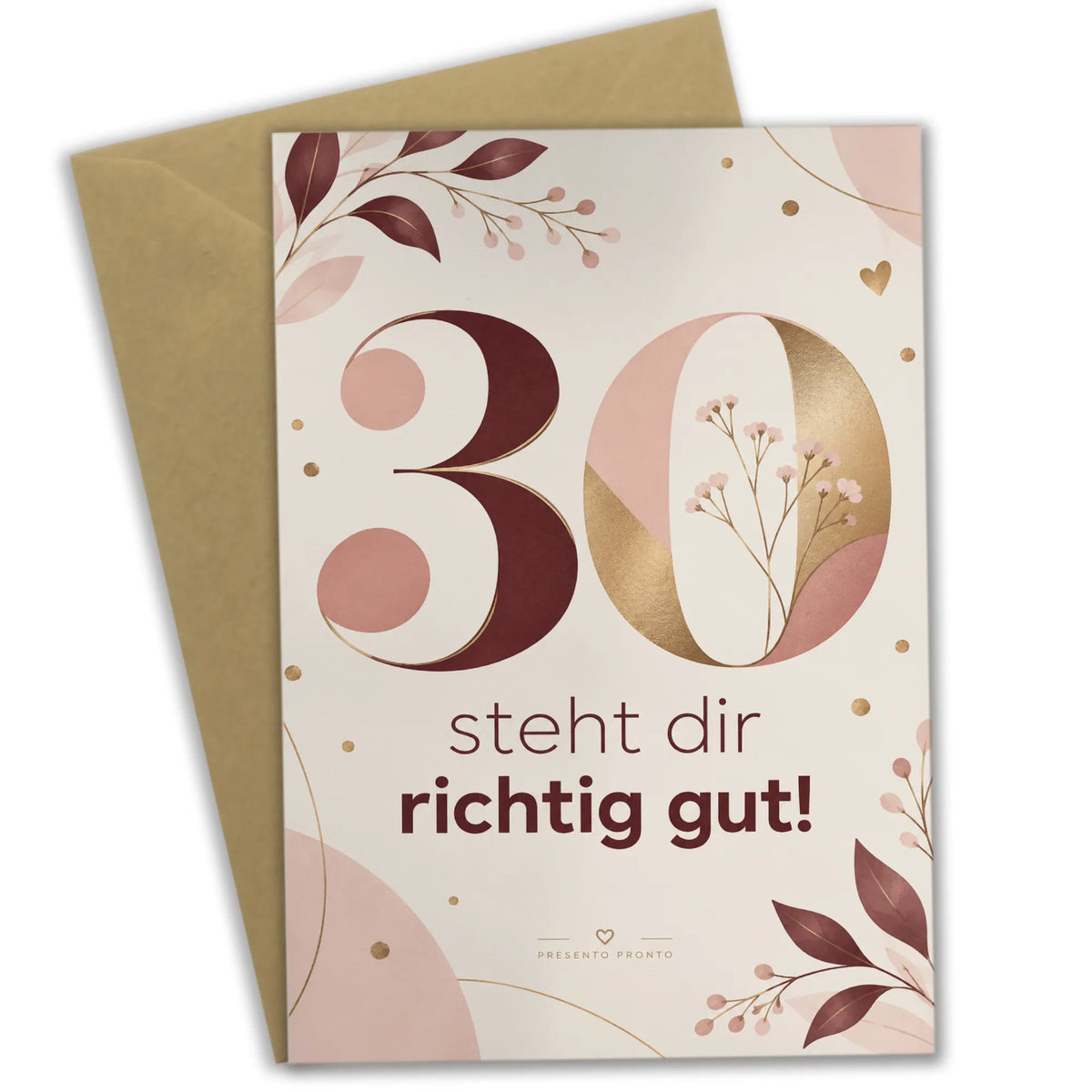 Elegante Geburtstagskarte zum 30. für Frauen mit Zahl 30