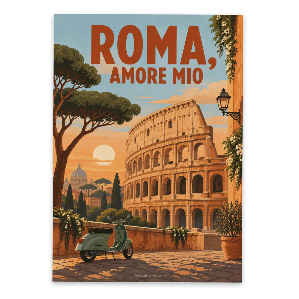 Romantische Postkarte aus Rom für Italienfans mit Kolosseum