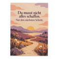 Ermutigende Postkarte zur Motivation mit Weg zum Sonnenaufgang