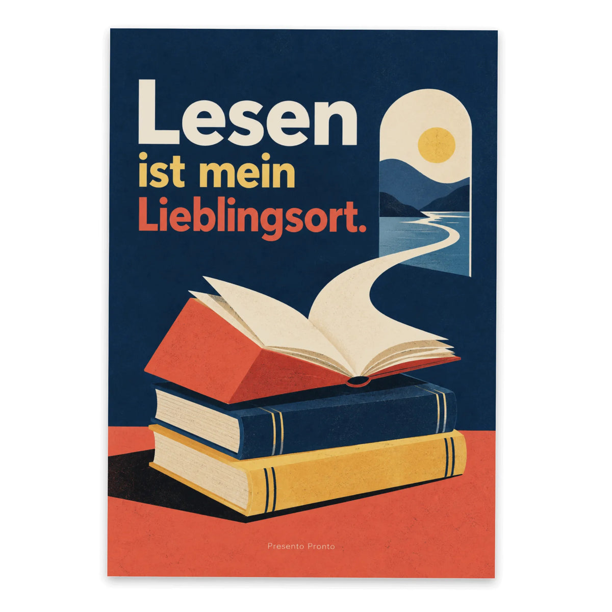 Schöne Postkarte für Buchliebhaber mit Bücherstapel