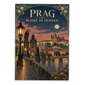 Nostalgische Postkarte aus Prag für Reisegrüße mit Karlsbrücke