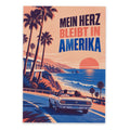 Sehnsuchtsvolle Postkarte USA für Amerika-Fans mit Cabrio