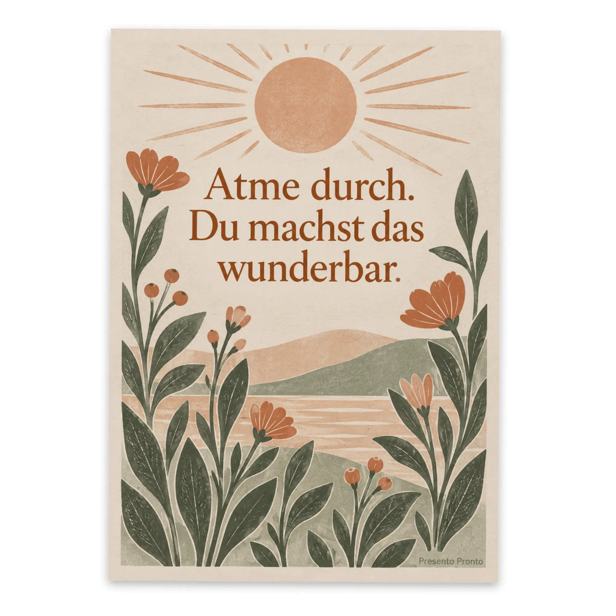Ermutigende Postkarte zur Motivation mit Sonnenaufgang