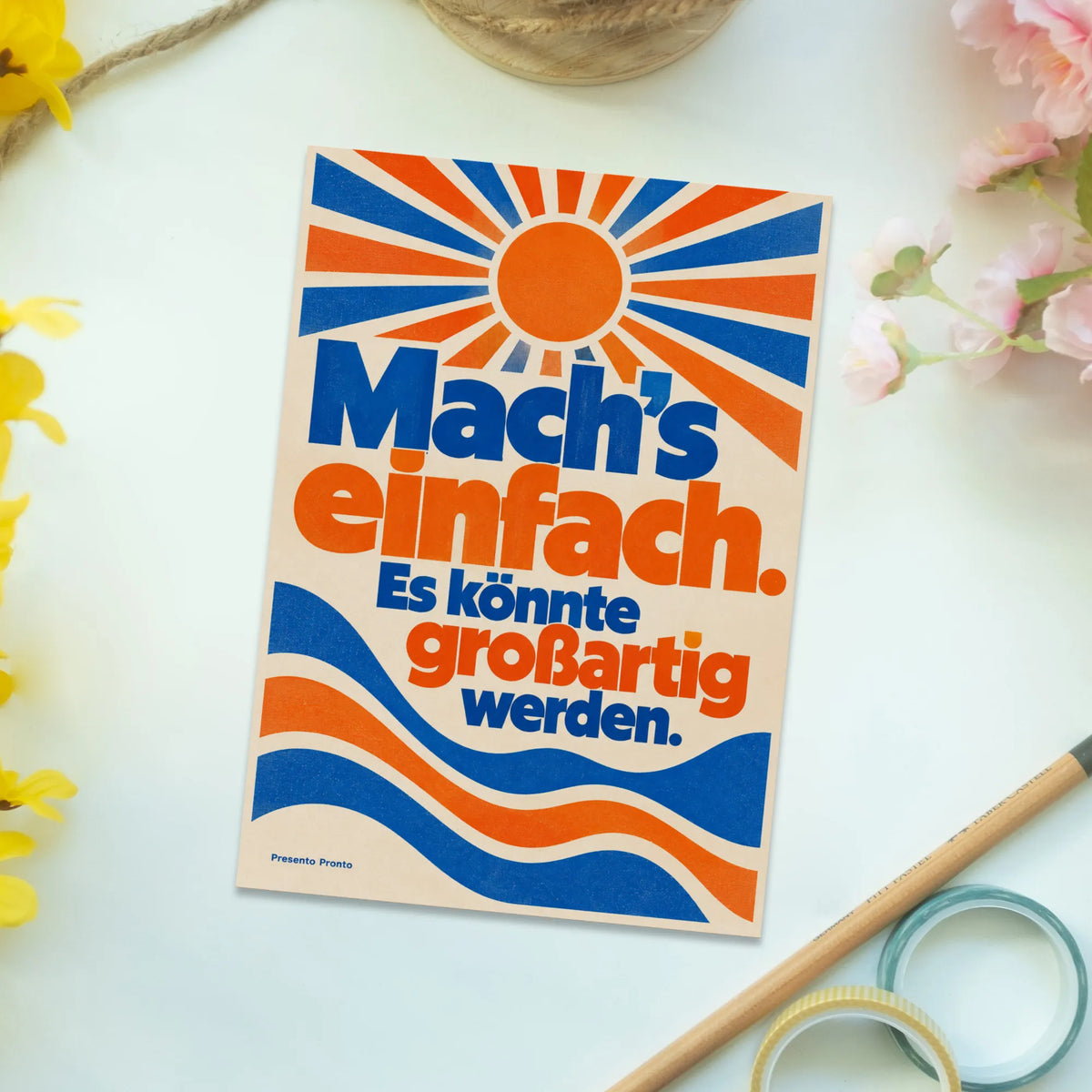 Motivierende Postkarte zur Motivation mit Sonne