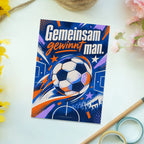 Motivierende Postkarte für Fußballfans mit Fußball und Konfetti|p:2017269|h:17617075b223f55ad4ef95d00930c176