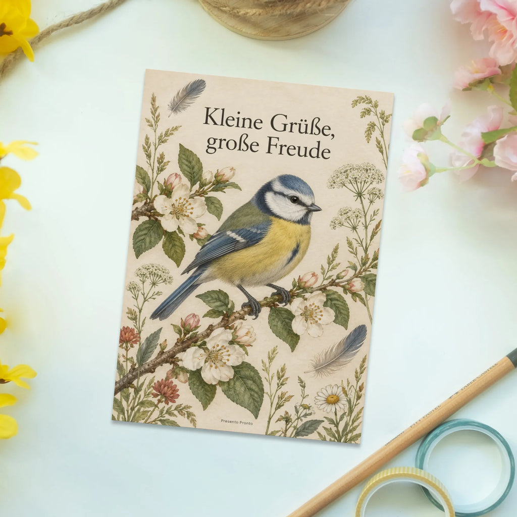 Liebevolle Postkarte für Vogelfreunde mit blauer Meise|p:2017271|h:c28e92a7b40cc6b4fc301295c98711f2